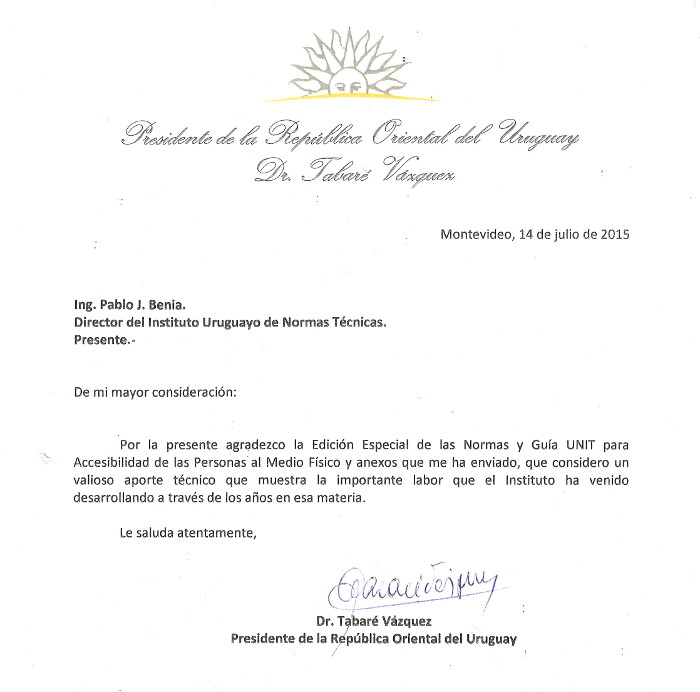 Carta del Dr. Tabaré Vázquez